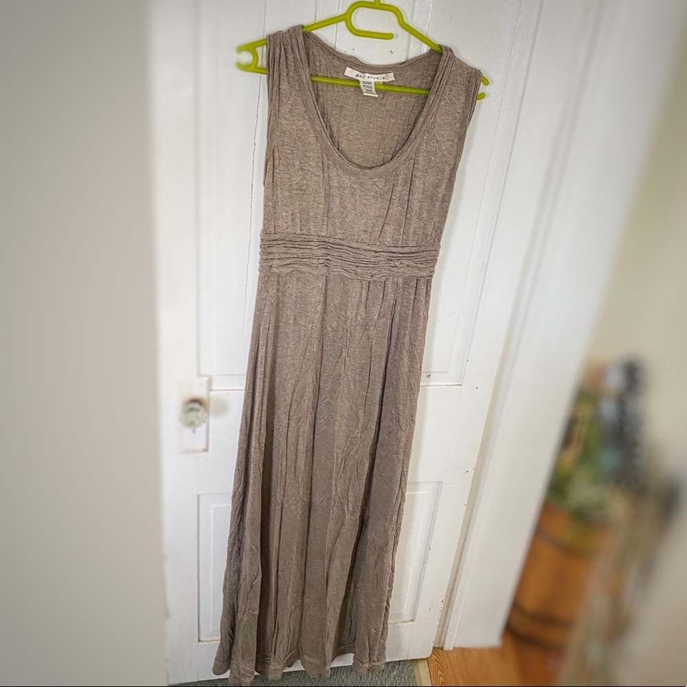 Max Studio heathered brown ruched maxi dress